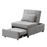 Folding Ottoman Sofa Bed Gray
