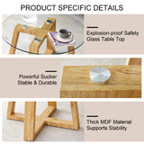 Modern Practical Circular Coffee Tables. Made Of Transparent Tempered Glass Tabletop And Wood Colored MDF Material. Suitable For Living Rooms And Bedrooms.31.5X31.5X17.7