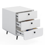 Modern Night Stand Storage Cabinet For Living Room Bedroom, Steel Cabinet With 3 Drawers,Bedside Furniture, Circular Handle