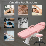 Massage Salon Tattoo Chair With Two Trays Esthetician Bed With Hydraulic Stool,Multi-Purpose 3-Section Facial Bed Table, Adjustable Beauty Barber Spa Beauty Equipment