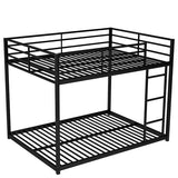 Full Metal Bunk Bed, Low Bunk Bed With Ladder, Black