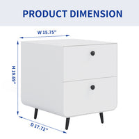 Modern Night Stand Storage Cabinet For Living Room Bedroom, Steel Cabinet With 2 Drawers,Bedside Furniture, Circular Handle