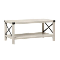 Farmhouse Metal-X Coffee Table With Lower Shelf Stone Grey