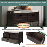Storage Stool With Detachable Basket And 2 Drawers