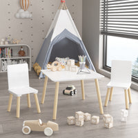 Kids Table And 2 Chairs Set, 3 Pieces Toddler Table And Chair Set, Wooden Activity Play Table Set W