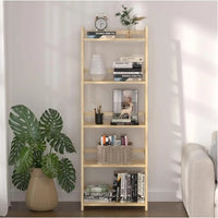 Bookshelf 5 Tiers, Bamboo Bookcase Book Shelf Storage Organizer Modern Display Shelving Unit Tall Book Shelf Corner Storage Rack For Home Office,Living Room,Kitchen,Bedroom,Bathroom, Office,Industrial