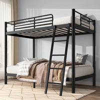 Loft Bunk Bed Twin Over Twin Size With Ladder And Guardrail,Heavy Duty Metal Slats Support No Box Spring Needed Small Space Saving Furniture For Bedroom Dorm,Black