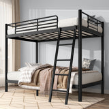 Loft Bunk Bed Twin Over Twin Size With Ladder And Guardrail,Heavy Duty Metal Slats Support No Box Spring Needed Small Space Saving Furniture For Bedroom Dorm,Black