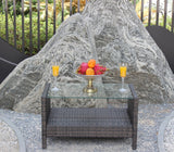 Outdoor Patio Furniture Coffee Table With Clear Tempered Glass
