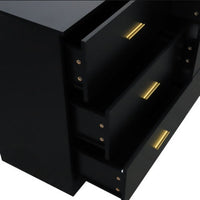 Engineering Wood Black 6 Drawer Bedroom Vanity