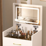 3 In 1 Vanity Desk With Open Top Mirror,Small Make Up Vanity Set With Visible Glass Desktop,Compact Makeup Vanity With 3 Drawers,Dressing Table For Bedroom