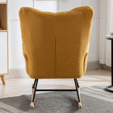 Rocking Chair With Pocket, Soft Teddy Fabric Rocking Chair For Nursery, Comfy Wingback Golider Rocking Chair With Safe Solid Wood Base For Living Room Bedroom Balcony Cannot Be Sold On Temu