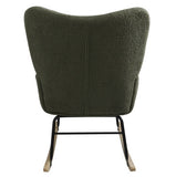 Teddy Fabric Rocking Chair, Modern Rocking Accent Chair For Nursery, Living Room, Bedroom, Deep Green