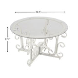 Round Tempered Glass Coffee Table,with Metal Leaf Shape Base,Leisure Cocktail Table With Tempered Glass Top For Living Room