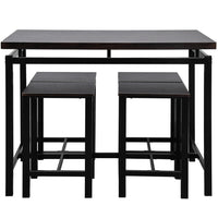 5pcs/Set Dining Table Set 4 Chairs Metal Kitchen Room Furniture Black