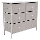 3Tier 6 Drawers Chest NonWoven Fabric Storage Cabinet Unit with Handles Home Bedroom Furniture White