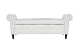 White Multifunctional Storage Rectangular Sofa Stool