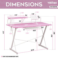 Techni Sport TS 200 Carbon Computer Gaming Desk With Shelving