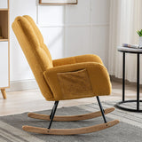 Rocking Chair With Pocket, Soft Teddy Fabric Rocking Chair For Nursery, Comfy Wingback Golider Rocking Chair With Safe Solid Wood Base For Living Room Bedroom Balcony Cannot Be Sold On Temu