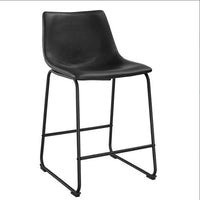 Industrial Faux Leather Counter Stools, Set Of 2 Black