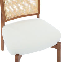 Set Of 2 Modern Beige Lounge Chair With Woven Backrest, Sturdy Wooden Frame, Minimalist And Elegant Accent Seating For Living Room, Bedroom, Or Office