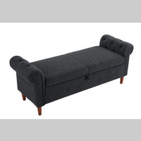 Grey Teddy Velvet Multifunctional Storage Rectangular Sofa Stool