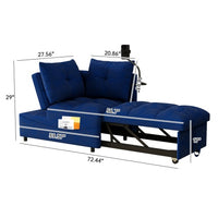 1 Versatile Foldable Sofa Bed In 3 Lengths, Modern Sofa Sofa Sofa Velvet Pull-out Bed, Loveseat Sofa Adjustable Back And With USB Port And Swivel Phone Stand