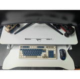 32 Inch Desk Converter, Height Adjustable Sit To Stand Riser, Dual Monitor And Laptop Workstation With Wide Keyboard Tray, White