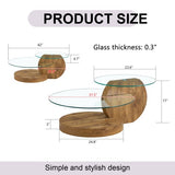 Modern And Practical Double-layer Round Table. Glass Table Top, Wood MDF Table Legs. Suitable For Living Room And Bedroom