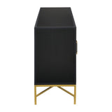 Four Door Cabinet With Metal And Crossed Leg Design