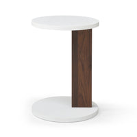 C-Shaped End Table, Small Side Table For Couch, Sofa Table With Wood Frame For Living Room, Bedroom, Bedside, Rustic