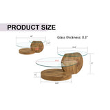 Modern And Practical Double-layer Round Table. Glass Table Top, Wood MDF Table Legs. Suitable For Living Room And Bedroom