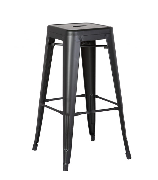 30" Matte Black Backless Metal Barstool With a Set of 2