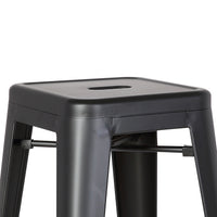 30" Matte Black Backless Metal Barstool With a Set of 2