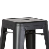 30" Matte Black Backless Metal Barstool With a Set of 2