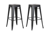 30" Matte Black Backless Metal Barstool With a Set of 2