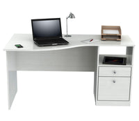 White Finish Wood Curved Top Writing Desk