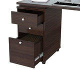 Espresso Finish 3 Drawer L Shape Computer Desk with Storage