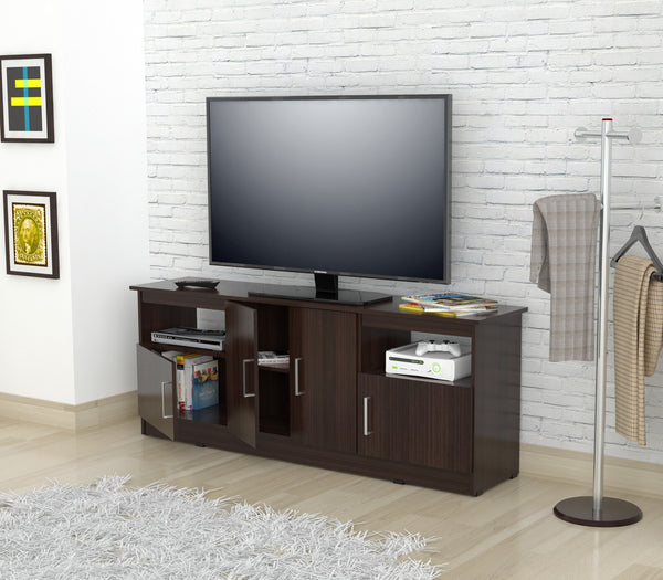 Espresso Finish Wood and Stainless Media Center TV Stand