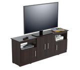 Espresso Finish Wood and Stainless Media Center TV Stand