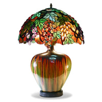 Tiffany Style Grape Lamp With Ceramic Base