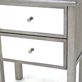 13.75 x 24 x 30.5 Silver Coastal 2 Drawer Mirrored - End Table