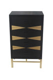 14 x 23 x 40 Black & Gold 4 Drawer  Side Table