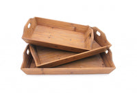 16.5 x 24.25 x 3.75 Brown Country Cottage Wooden - Serving Tray 3pcs