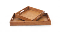 14.5 x 22.5 x 2.5 Brown Country Cottage Wooden  Serving Tray 2pc