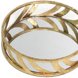 14 x 14 x 4 Gold Streamline Mirror  Tray