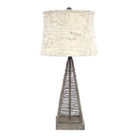 15 x 13 x 28.5 Tan Industrial Metal With Gentle Linen Shade - Table Lamp