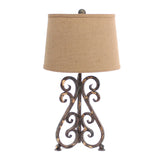 13 x 11 x 23.75 Bronze Vintage Metal Khaki Linen Shade - Table Lamp