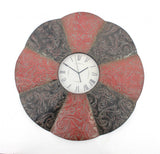 30 x 30 x 2 Black & Red Traditional Floral Metal - Wall Clock