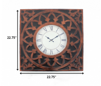 22.75 x 22.75 x 2 Bronze Vintage Metal - Wall Clock
